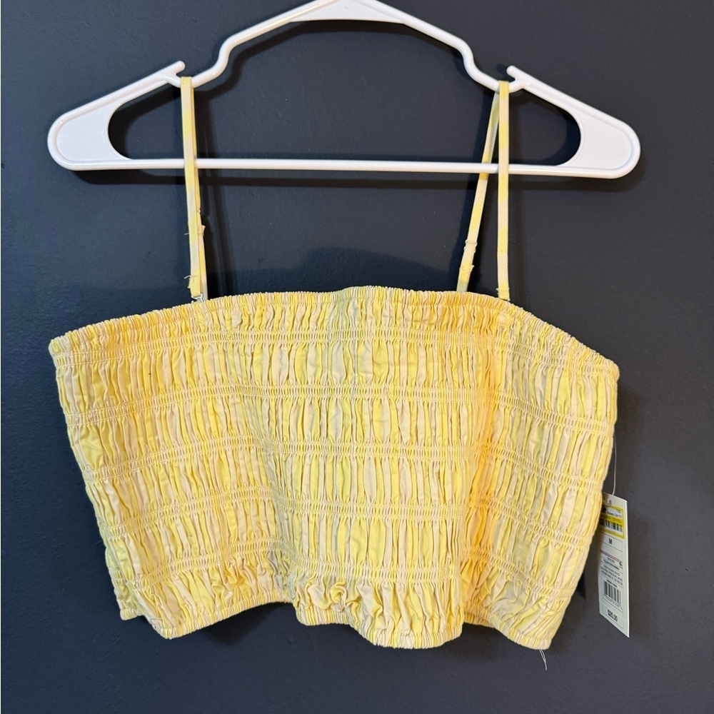 A New Day Yellow Smocked Crop Top NWT